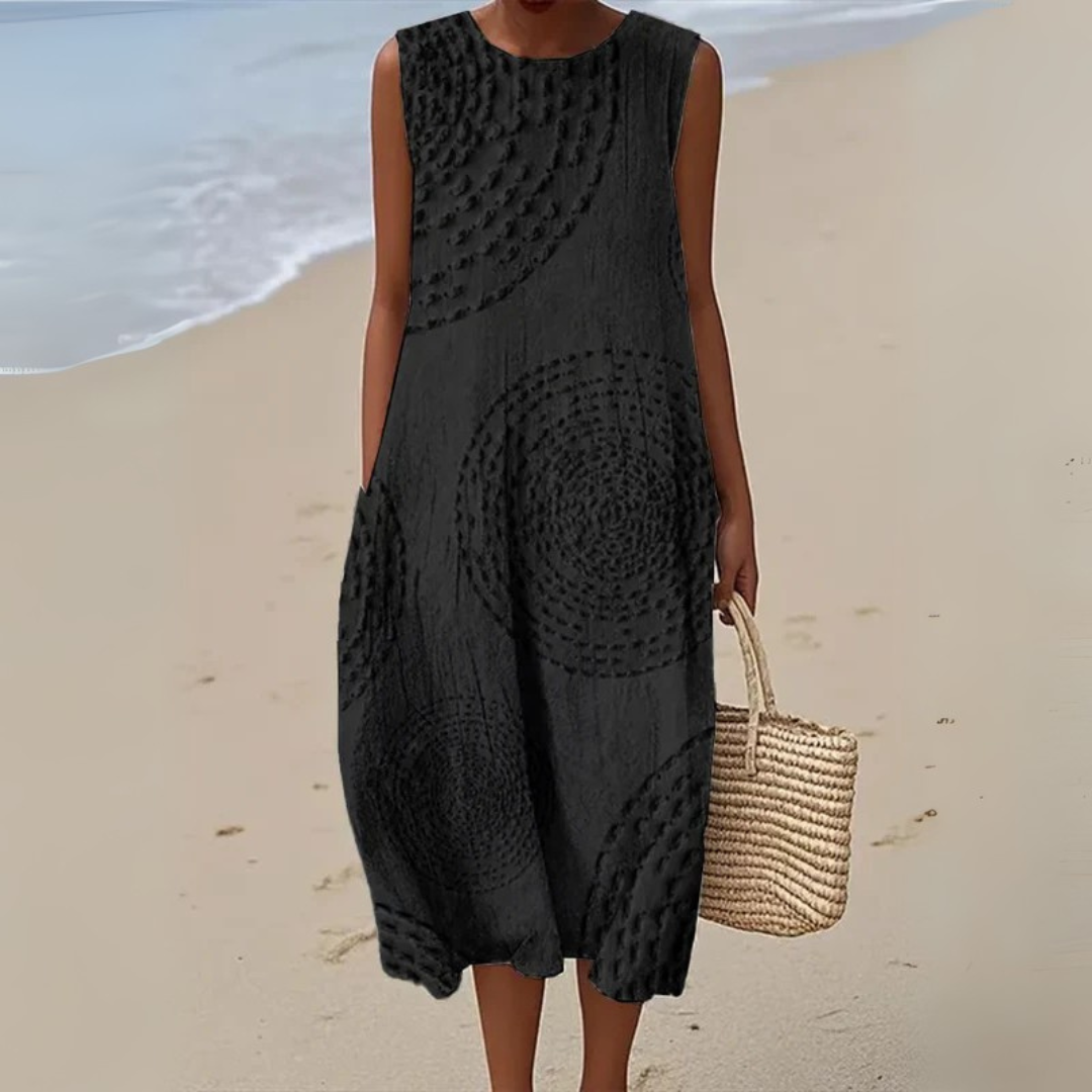 Robe Longue Texturée Sans Manches