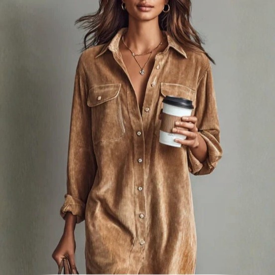 Robe chemise en suédine femme