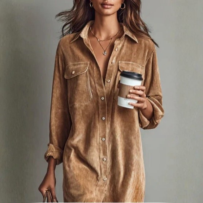 Robe chemise en suédine femme