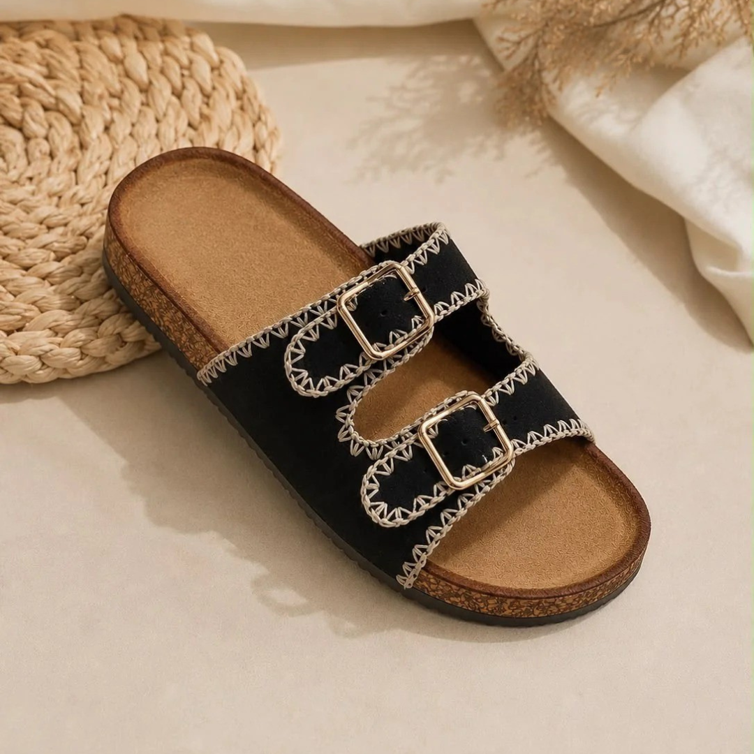 Elegante, bequeme Damensandalen mit verzierten Riemen