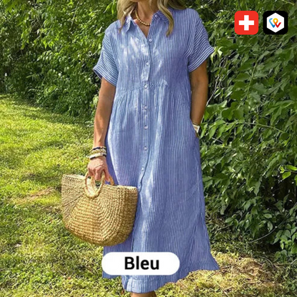 Robe chemise longue rayée femme
