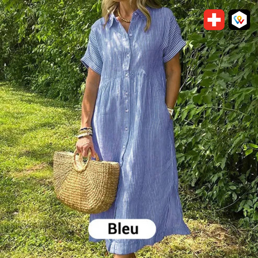 Robe chemise longue rayée femme