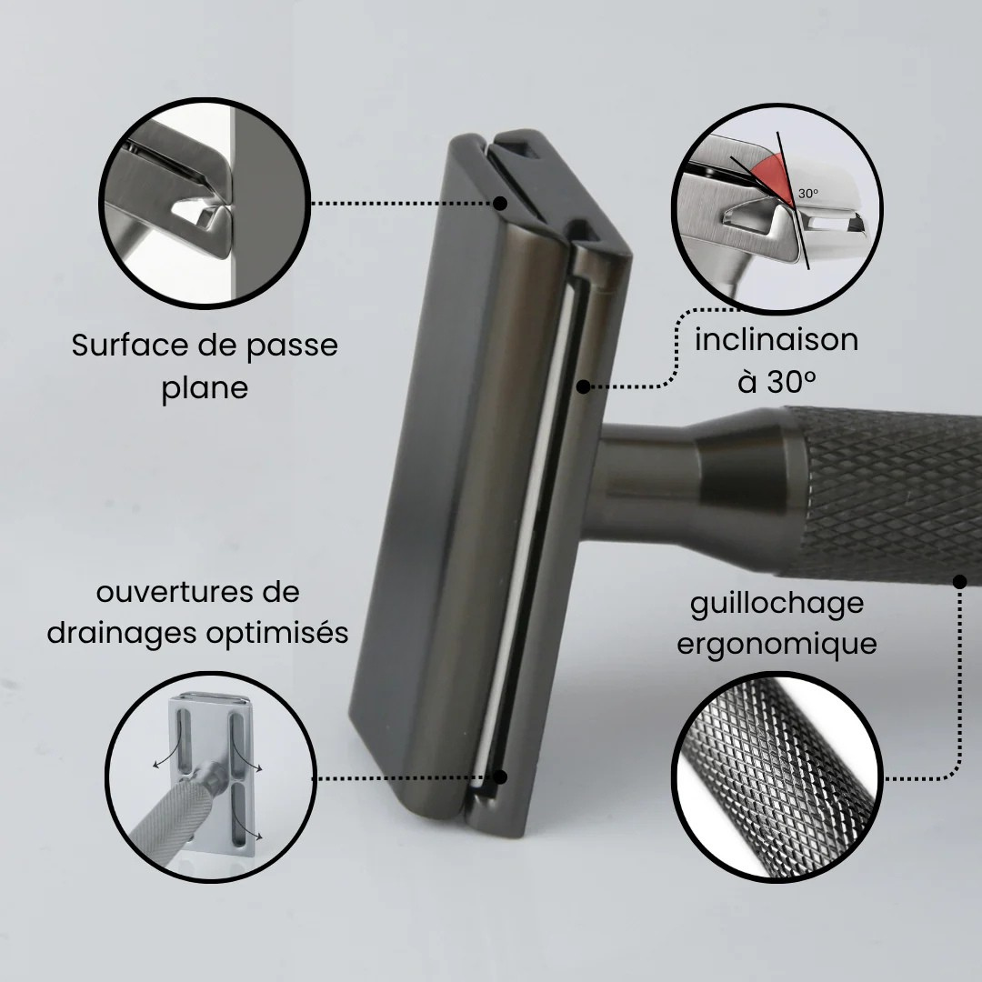 Sicherheitsrasierer aus Aluminium + 100er-Pack Klingen