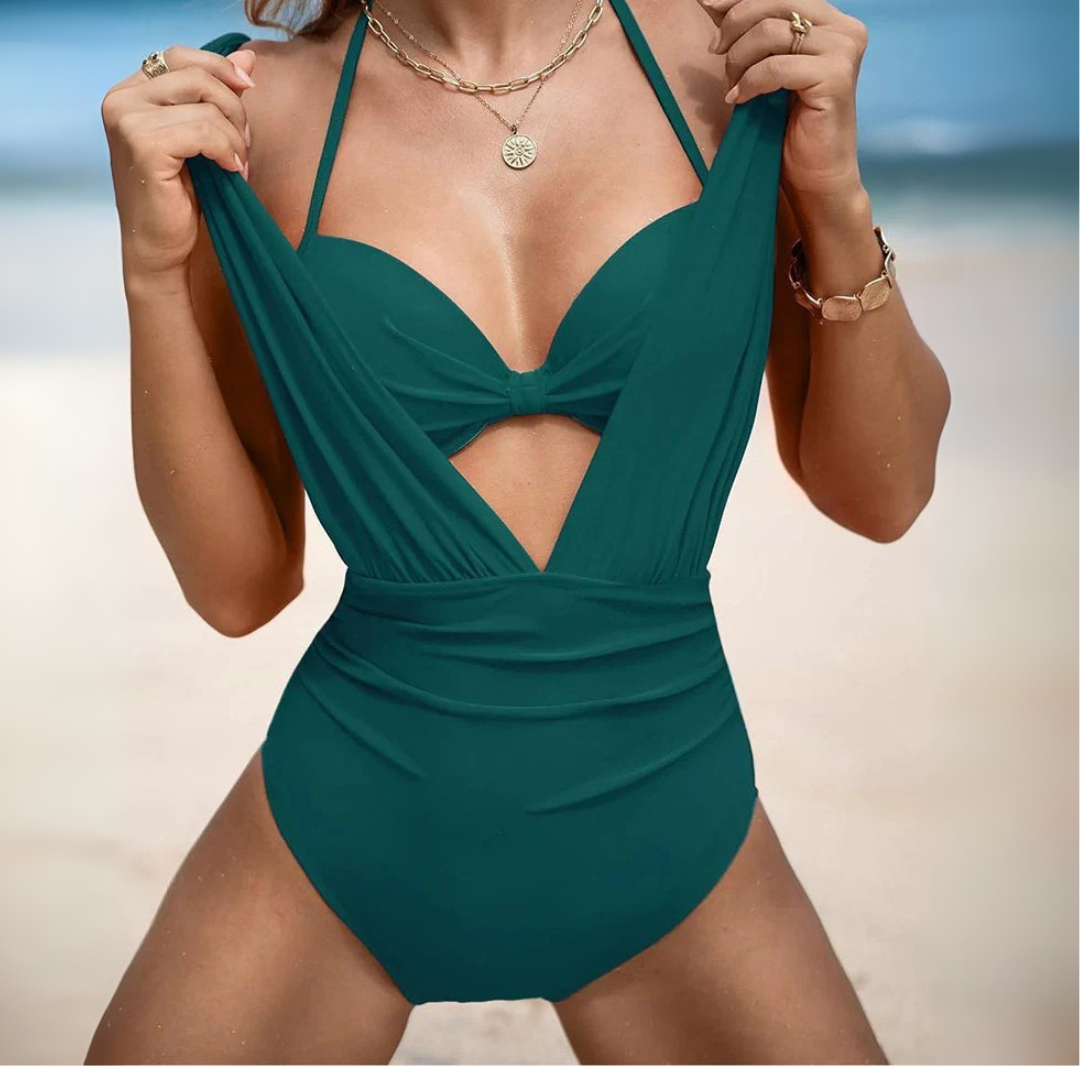 Maillot une pièce sculptant à encolure en V