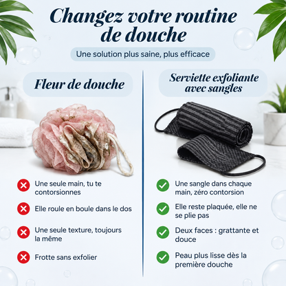 Serviette exfoliante corps longue