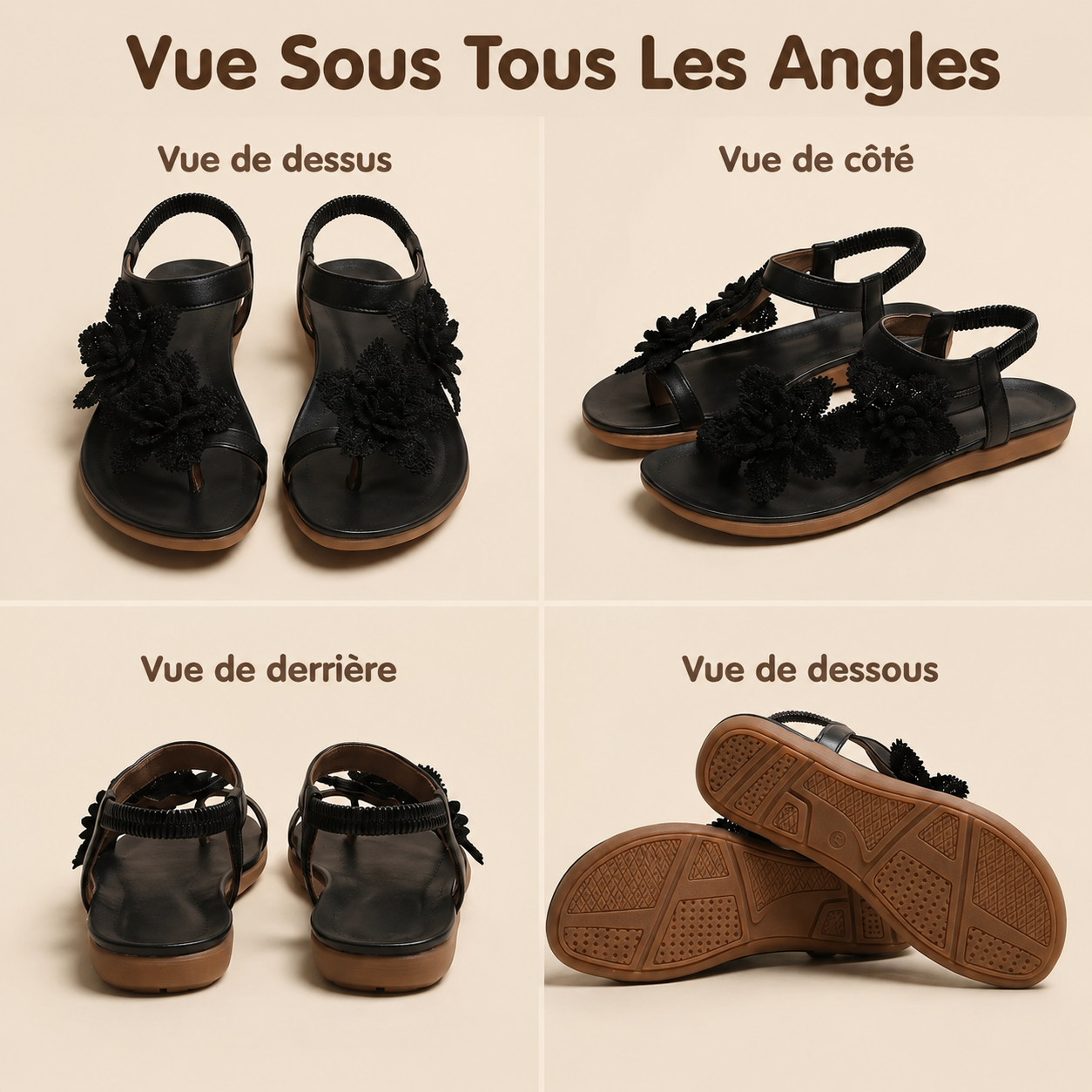 Bequeme Sandalen mit Blumenmuster für Damen
