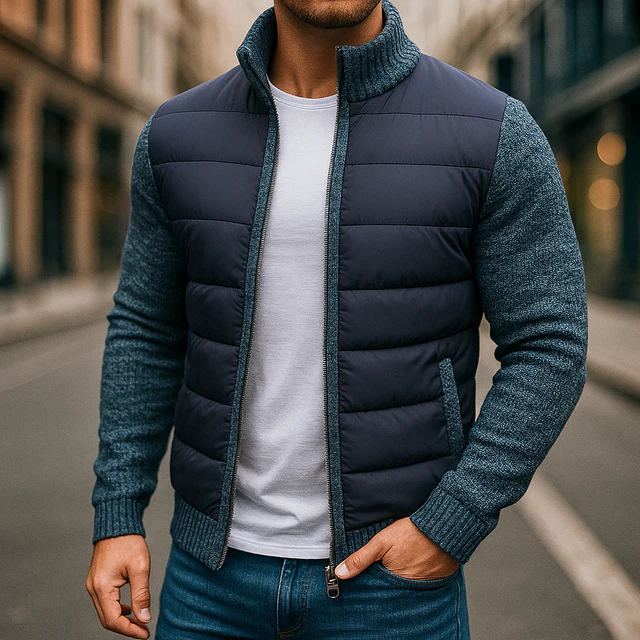 Gesteppte Strickjacke für Herren