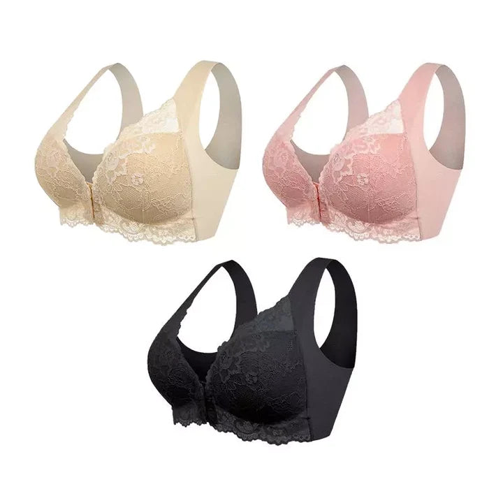 3er-Pack BHs ohne Bügel mit Verschluss vorne