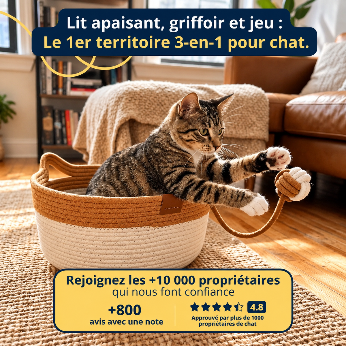 Geflochtenes Katzenkörbchen aus Naturfasern