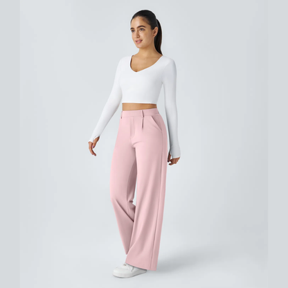 Pantalon large taille haute femme