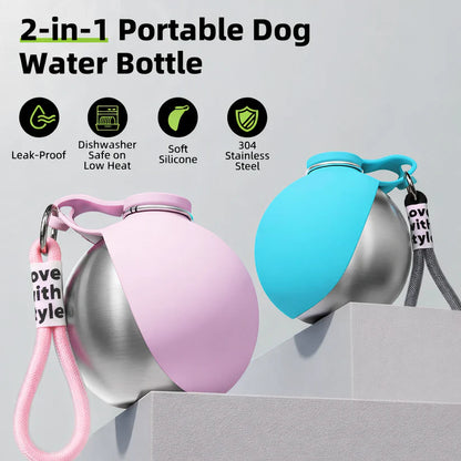 Gourde pour chien 2 en 1 avec bol intégré