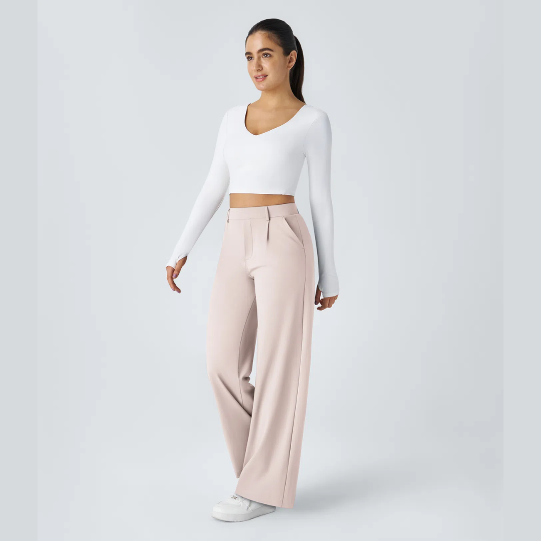 Pantalon large taille haute femme