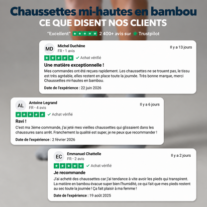 Chaussettes mi-hautes en bambou respirantes et confortables