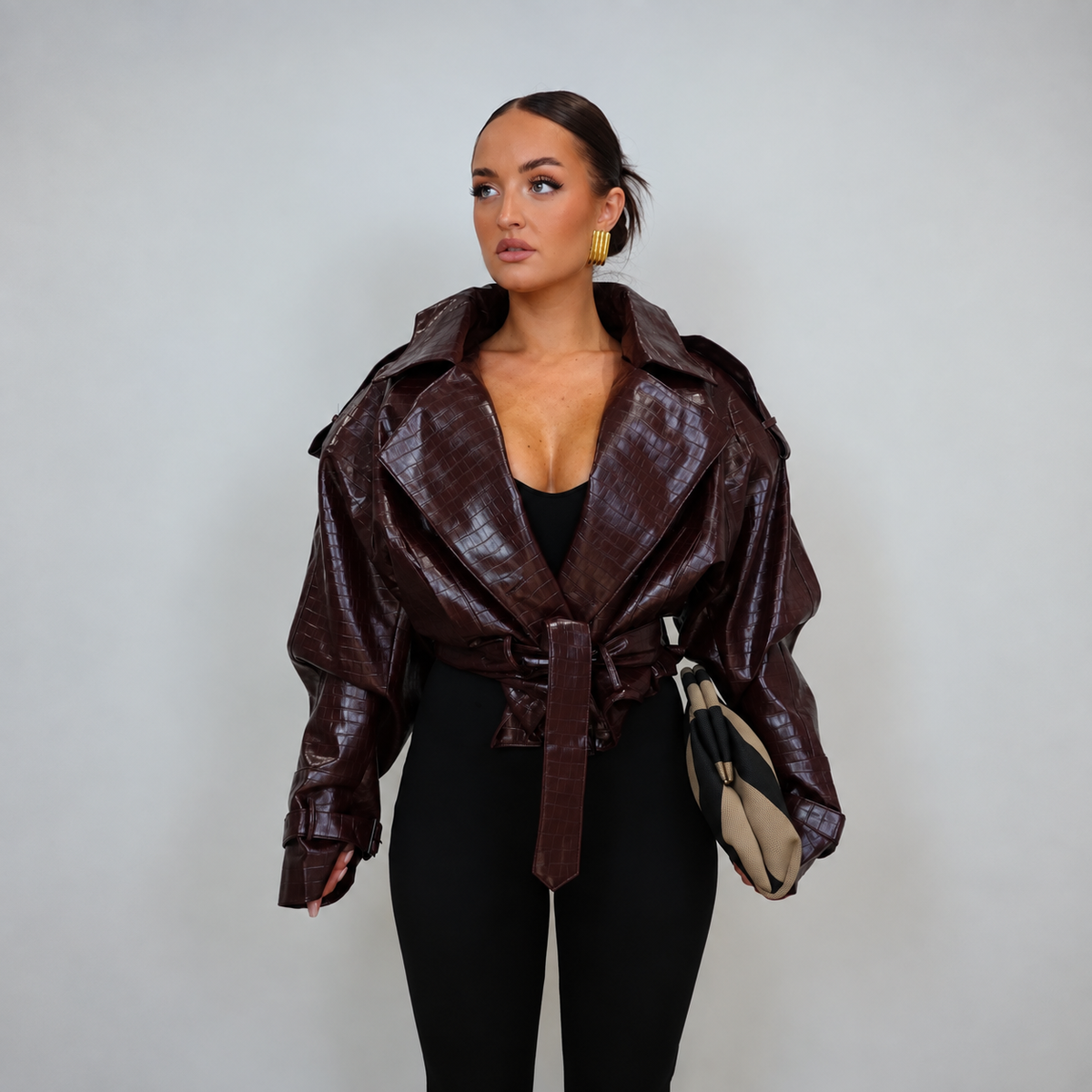 Trench Court Effet Croco Femme