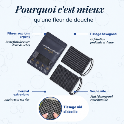 Serviette exfoliante corps longue