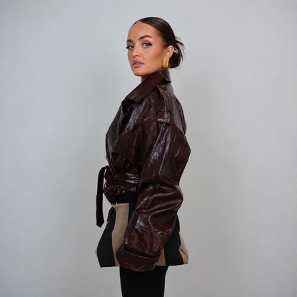 Trench Court Effet Croco Femme