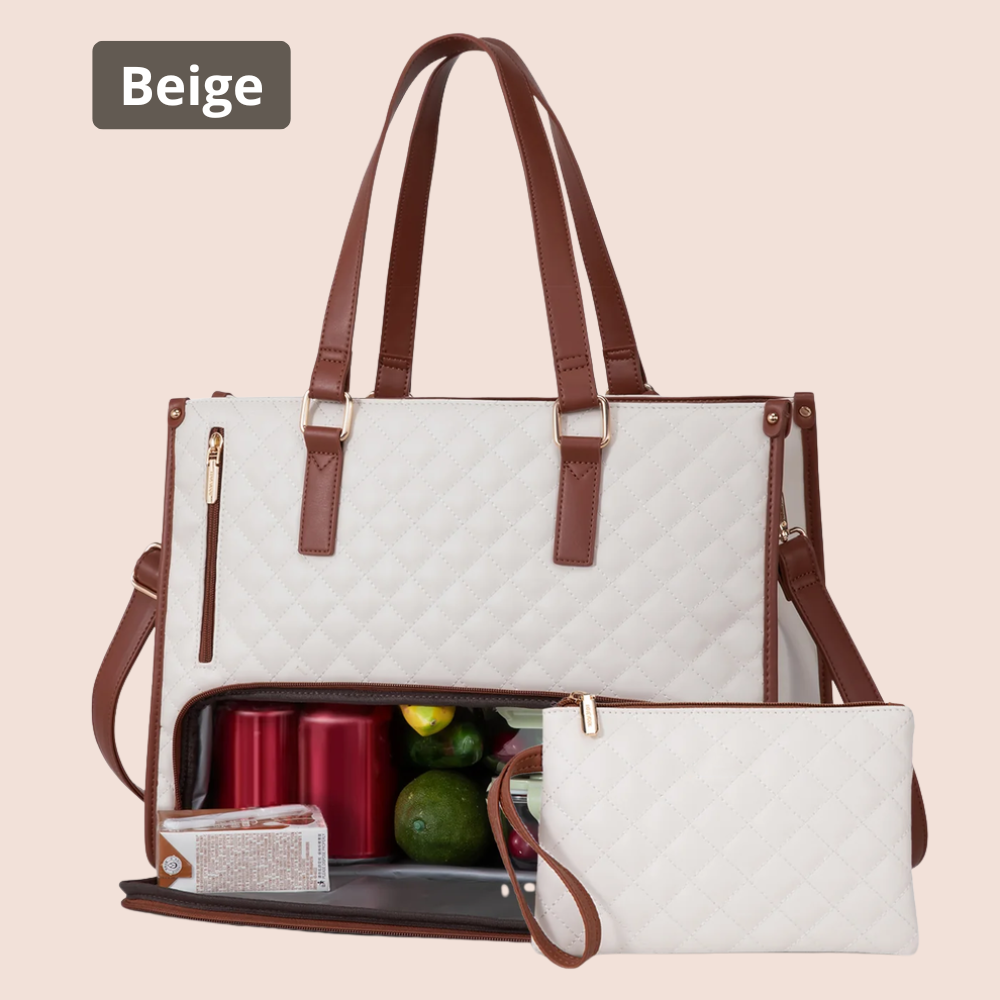 Elegante und praktische Tragetasche aus gestepptem Leder