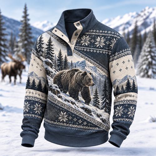 Pull Homme Hivernal En Maille Douce Avec Motif Élégant