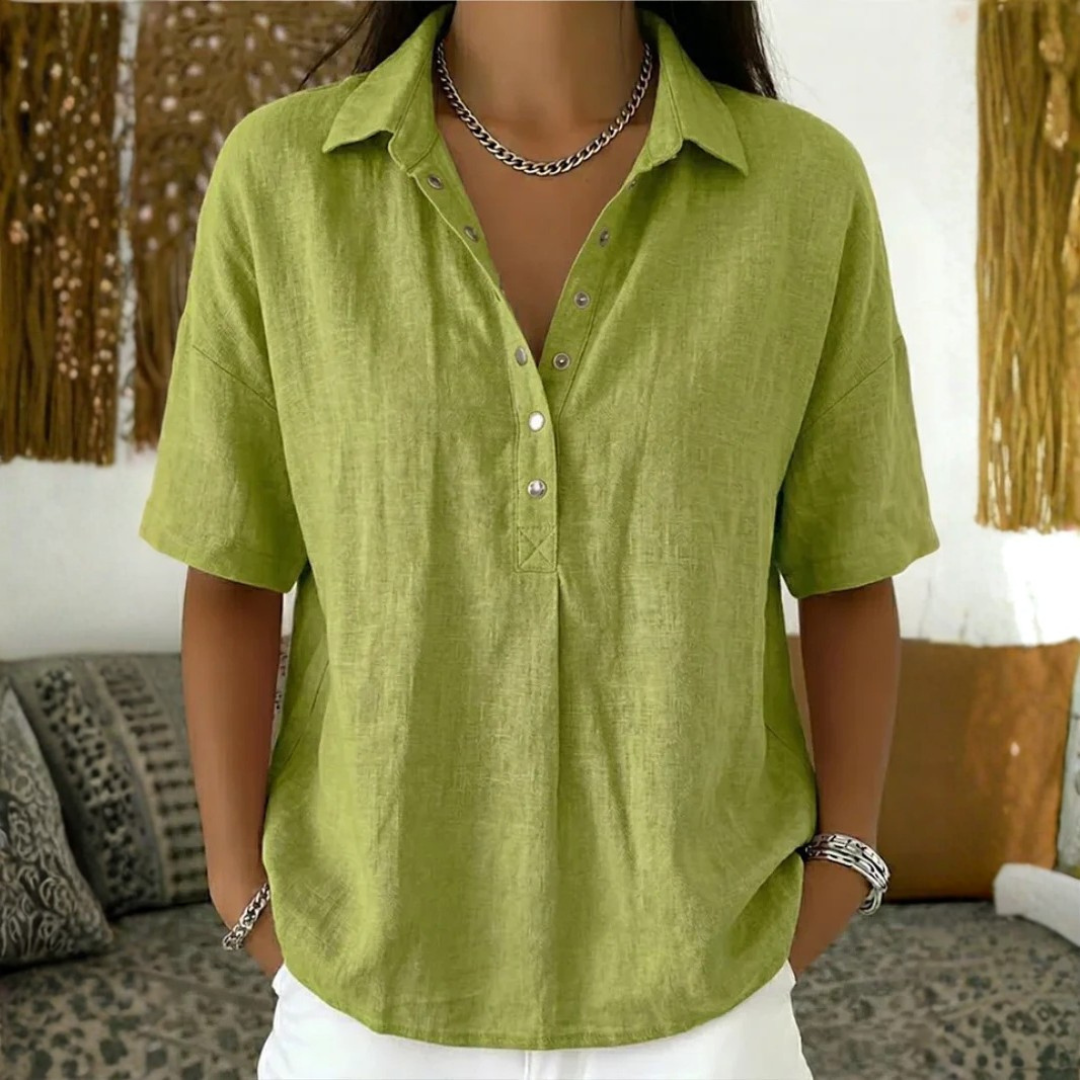 Blouse Femme Élégante et Légère à Col Boutonné