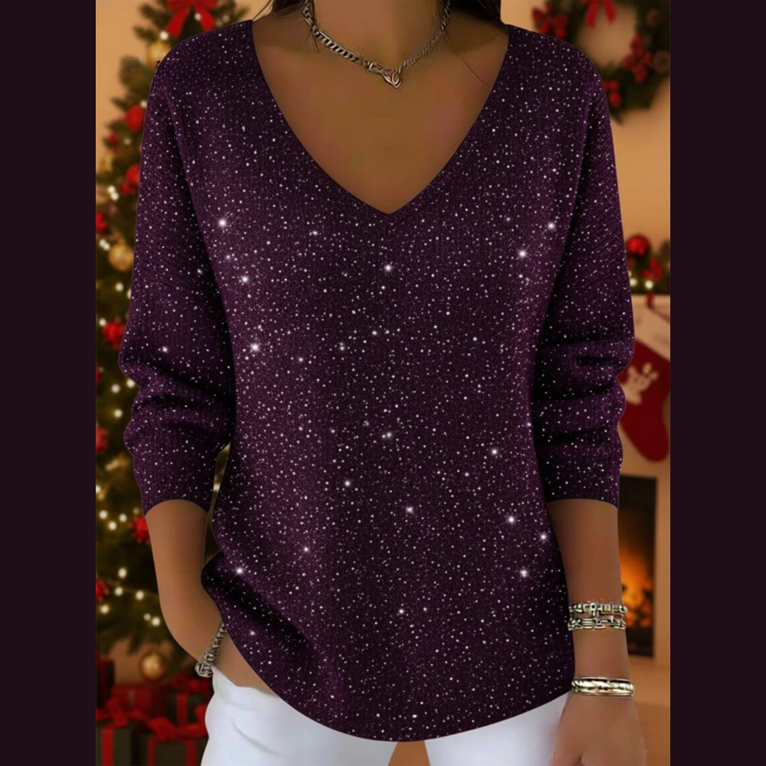 Festlicher Pullover mit V-Ausschnitt