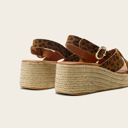 Espadrilles à plateforme motif léopard