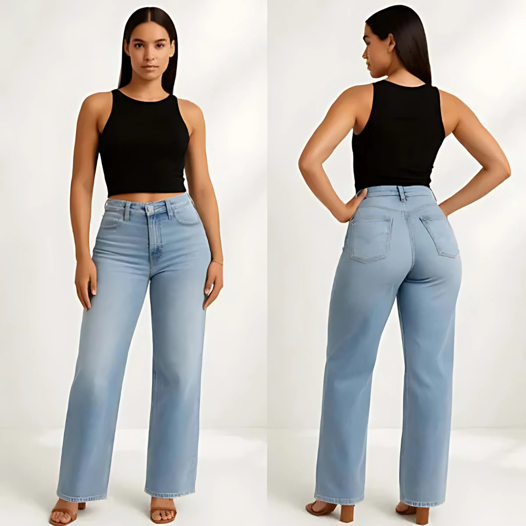 Jean taille haute coupe droite