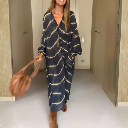 Robe Maxi Bohème à Motifs Rayés