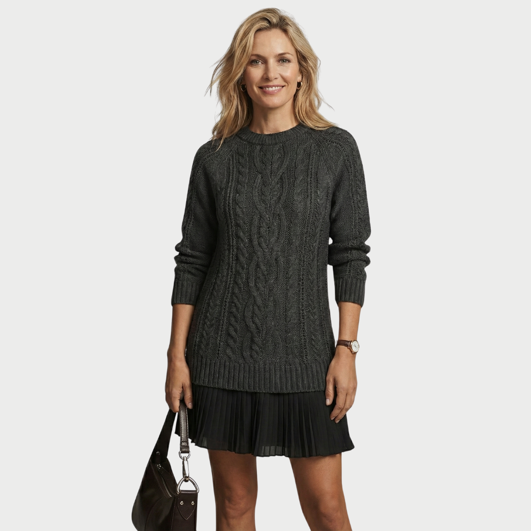 Damenpullover aus Zopfstrick