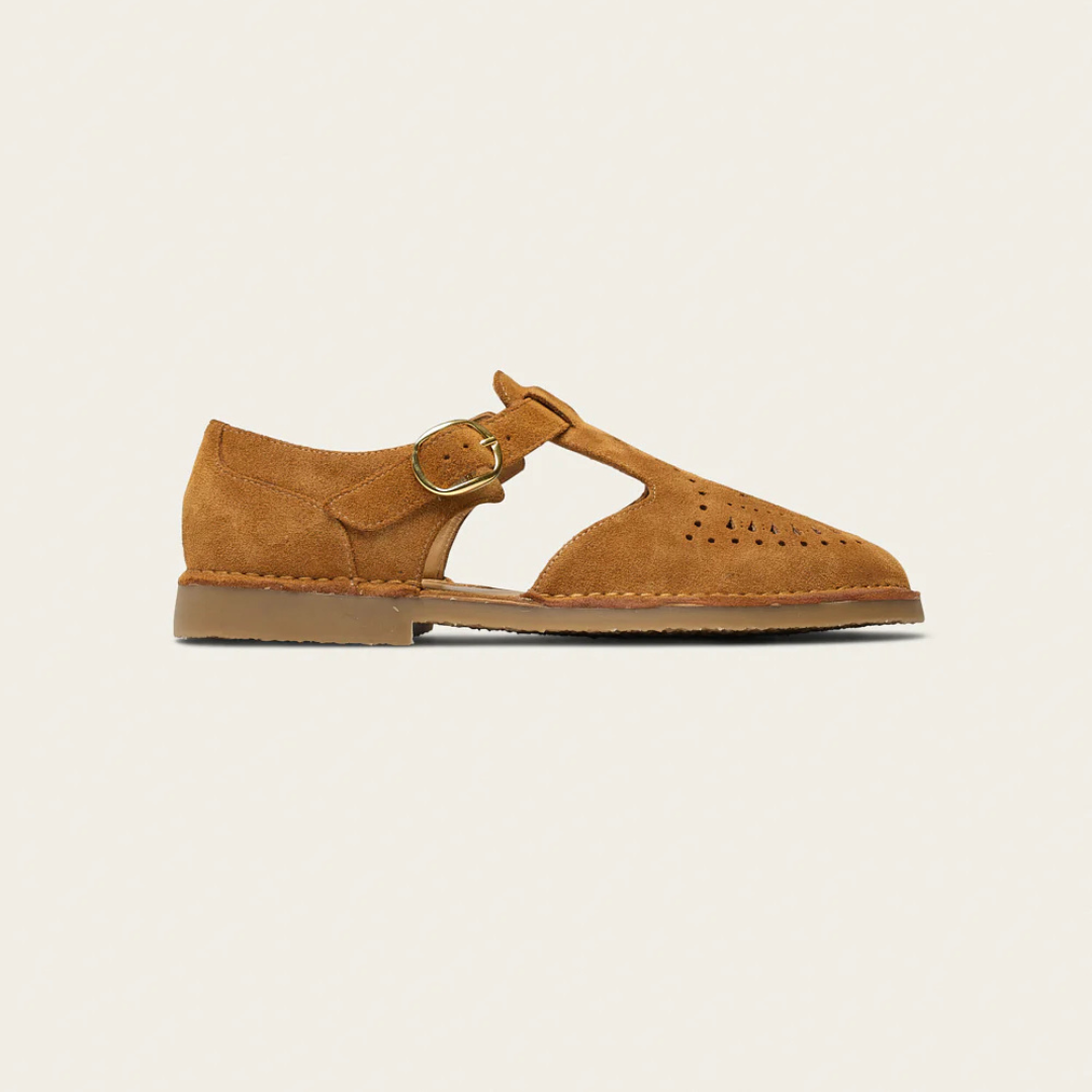 Bernsteinfarbene Wildlederschuhe für Damen
