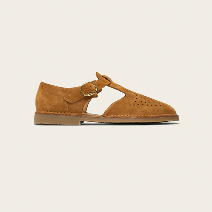 Bernsteinfarbene Wildlederschuhe für Damen