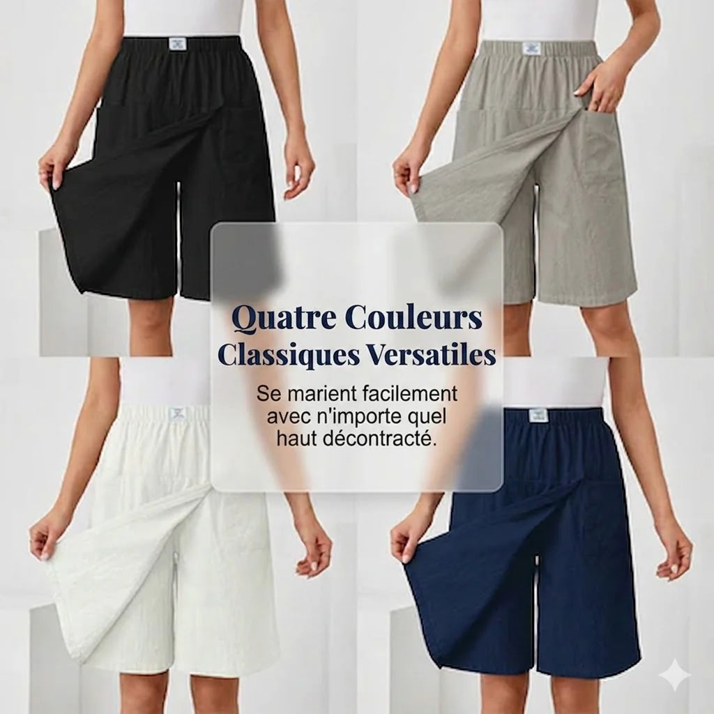 Short taille élastique avec poches