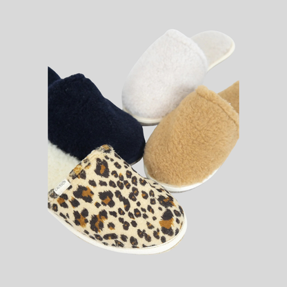 Pantoufles Fluffy en laine gris clair