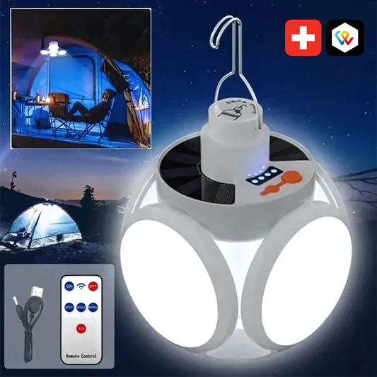 Lampe de Camping Solaire avec Recharge USB et Crochet de Suspension