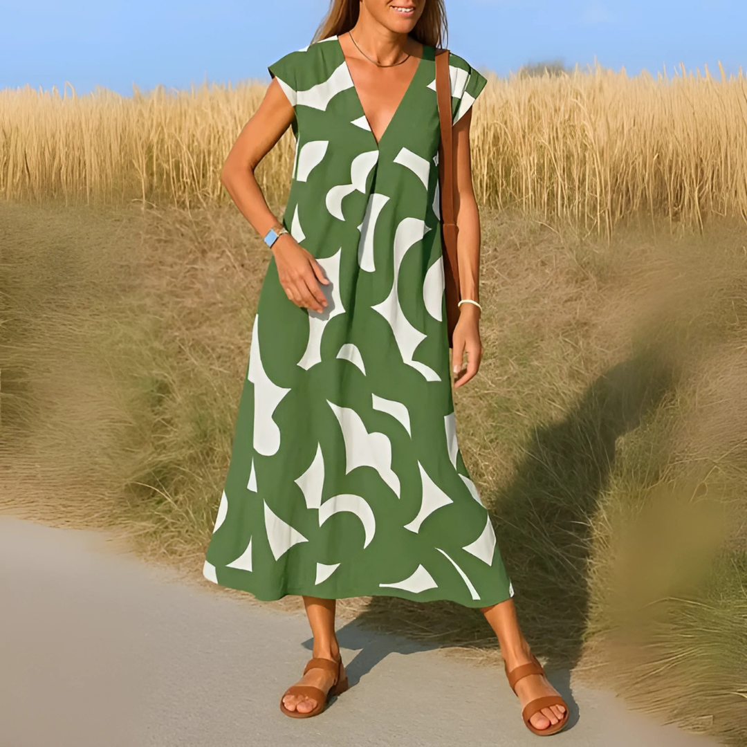 Robe fluide femme col V