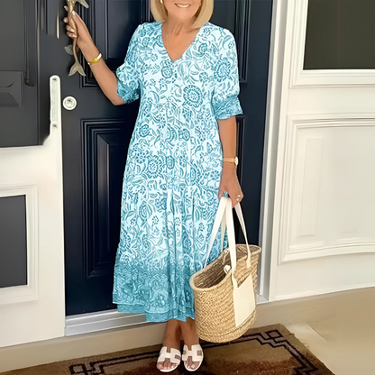 Robe longue fluide à motifs