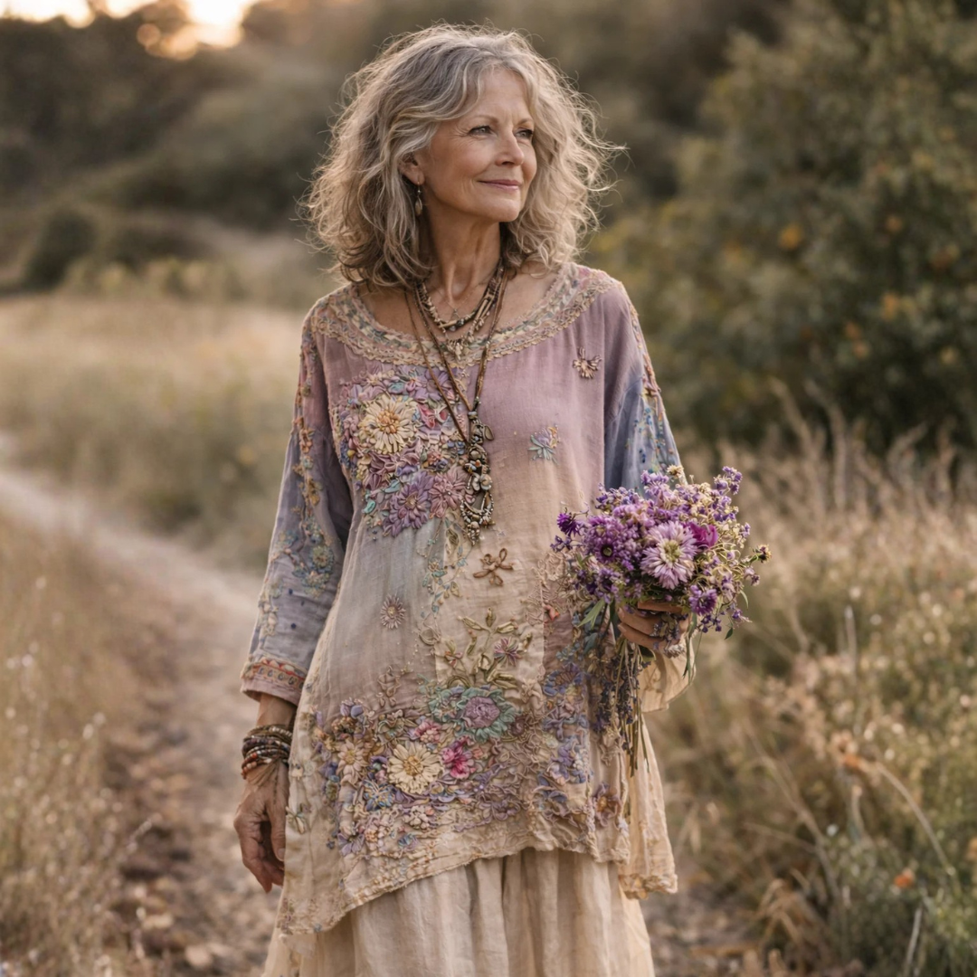 Robe Vintage à Broderies Florales