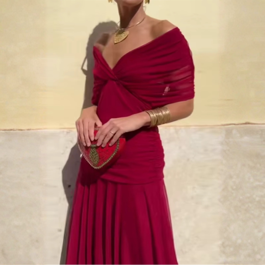 Robe longue fluide à manches 3/4