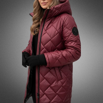 Manteau matelassé long à capuche