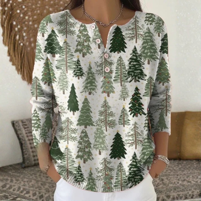 Weihnachtspullover mit Knöpfen für Damen