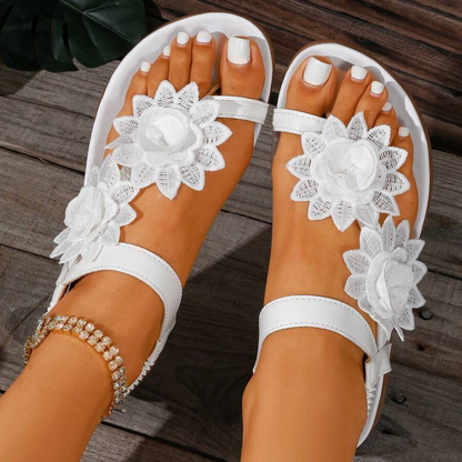Bequeme Sandalen mit Blumenmuster für Damen