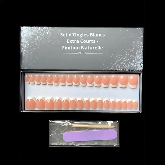 Set d'Ongles Blancs Extra Courts - Finition Naturelle