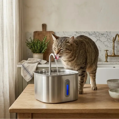 Katzen-Trinkbrunnen aus Edelstahl