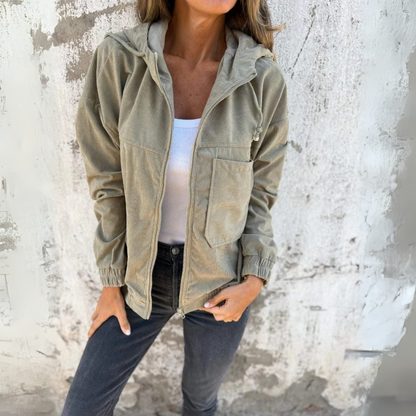 Kord-Hoodie mit Reißverschluss