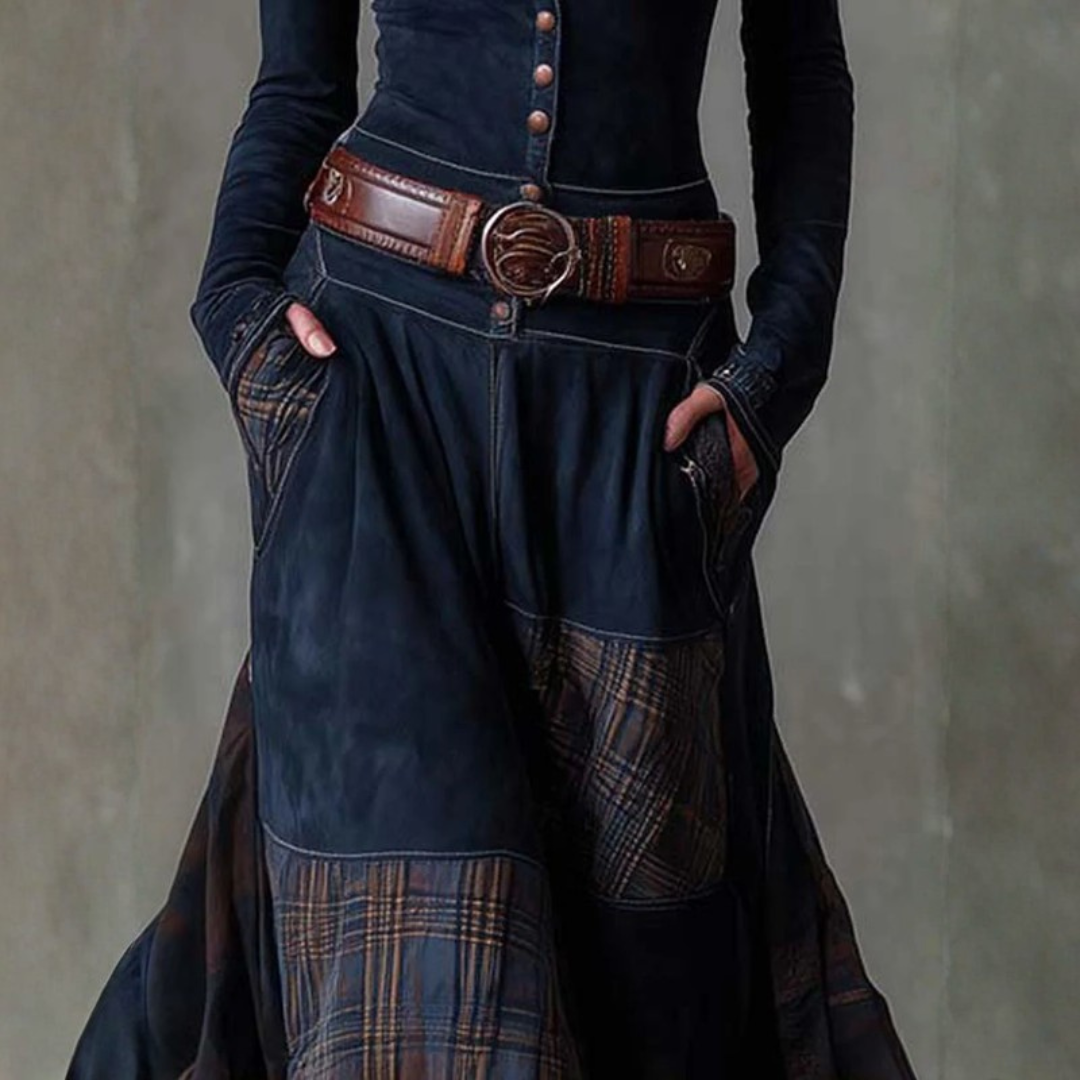 Elegantes langes Kleid mit langen Ärmeln