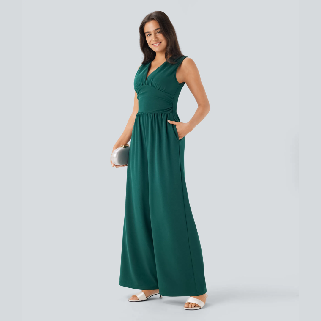 Eleganter ärmelloser Overall aus Satin