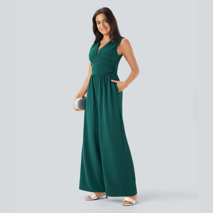 Eleganter ärmelloser Overall aus Satin