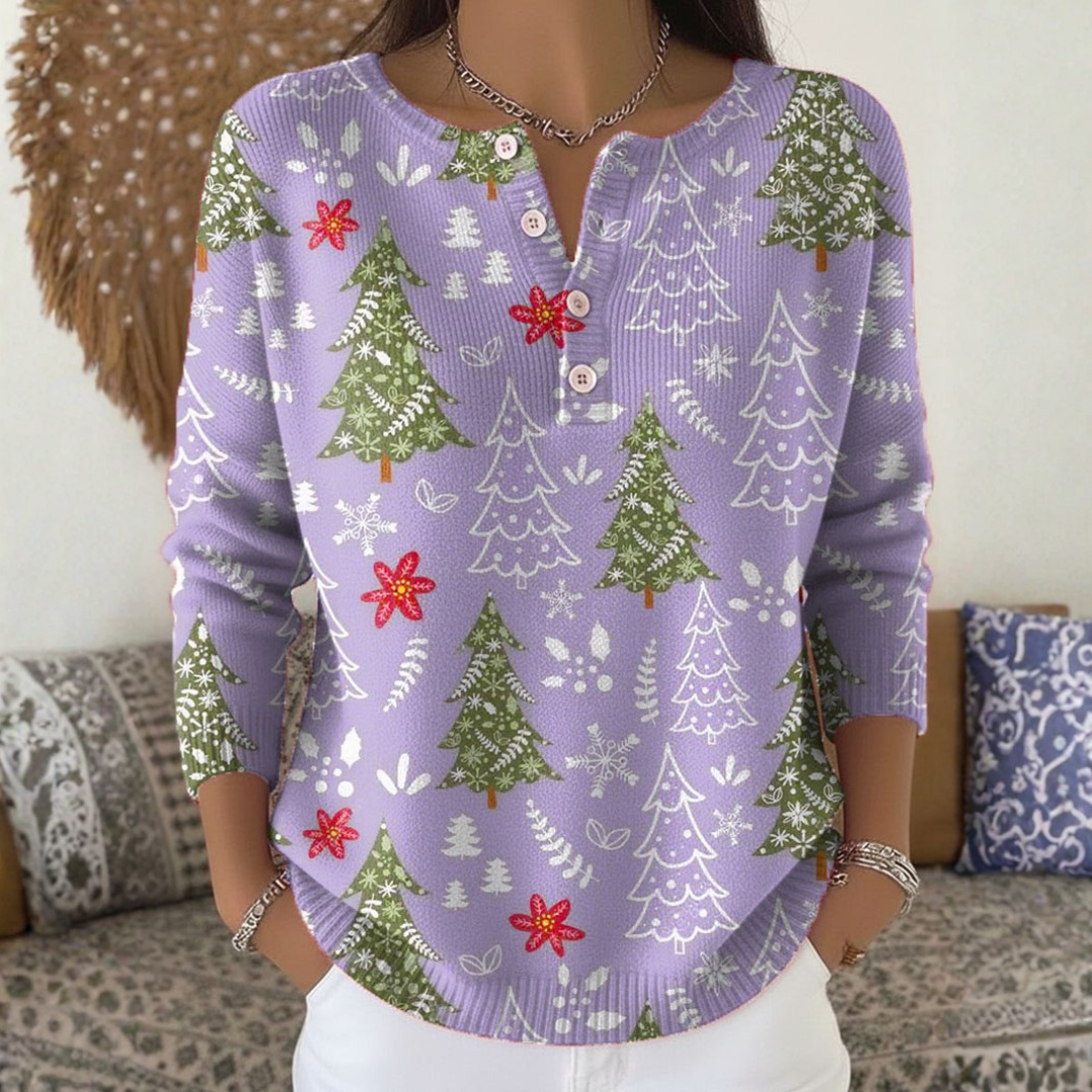 Weihnachtspullover mit Knöpfen