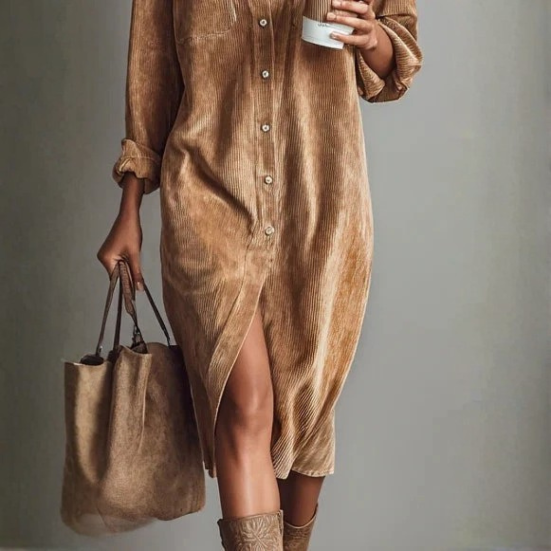 Robe chemise en suédine femme