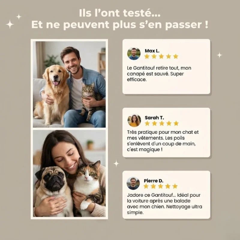 Gant réutilisable pour enlever les poils d’animaux facilement
