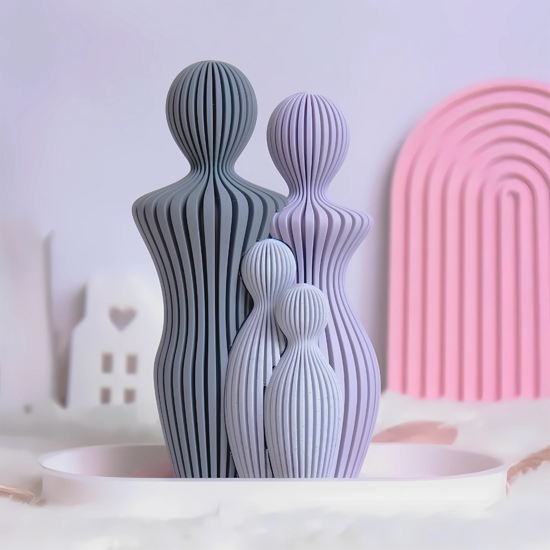 Sculpture Famille Personnalisable Minimaliste en Bioplastique